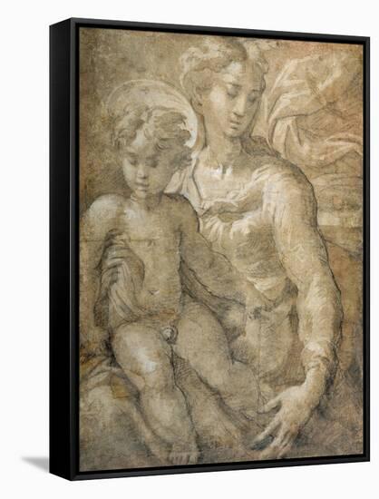Virgin with the Child on Her Lap-Parmigianino-Framed Stretched Canvas