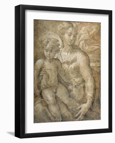 Virgin with the Child on Her Lap-Parmigianino-Framed Giclee Print