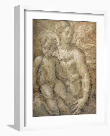 Virgin with the Child on Her Lap-Parmigianino-Framed Giclee Print