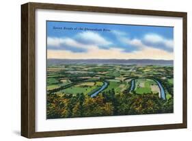 Virginia, Aerial View of the Seven Bends of the Shenandoah River-Lantern Press-Framed Art Print