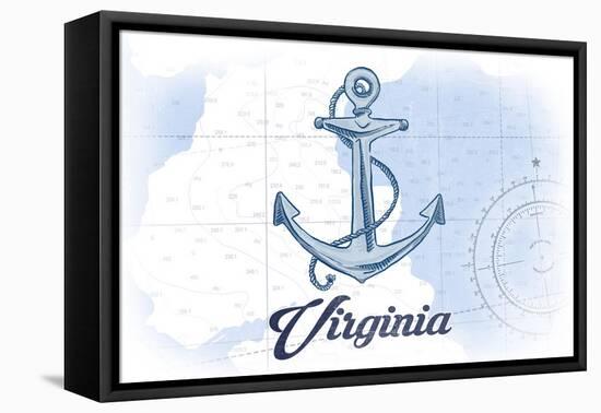 Virginia - Anchor - Blue - Coastal Icon-Lantern Press-Framed Stretched Canvas