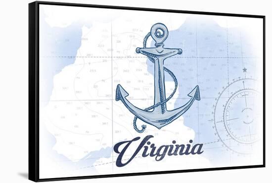 Virginia - Anchor - Blue - Coastal Icon-Lantern Press-Framed Stretched Canvas