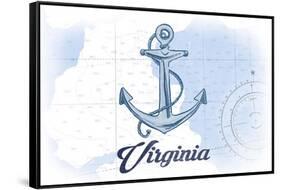 Virginia - Anchor - Blue - Coastal Icon-Lantern Press-Framed Stretched Canvas