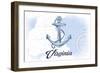 Virginia - Anchor - Blue - Coastal Icon-Lantern Press-Framed Art Print