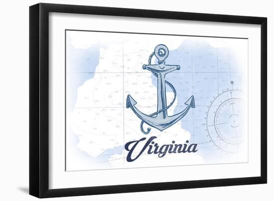 Virginia - Anchor - Blue - Coastal Icon-Lantern Press-Framed Art Print