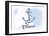 Virginia - Anchor - Blue - Coastal Icon-Lantern Press-Framed Art Print