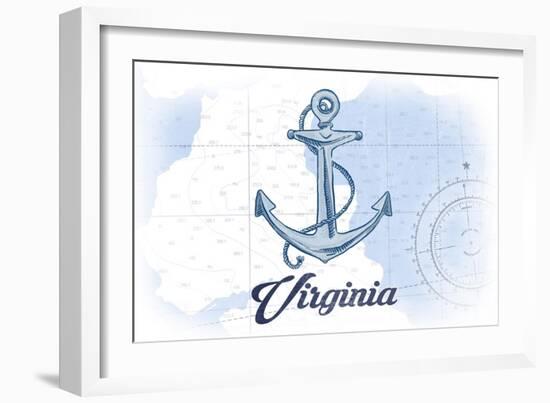 Virginia - Anchor - Blue - Coastal Icon-Lantern Press-Framed Art Print