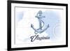 Virginia - Anchor - Blue - Coastal Icon-Lantern Press-Framed Premium Giclee Print