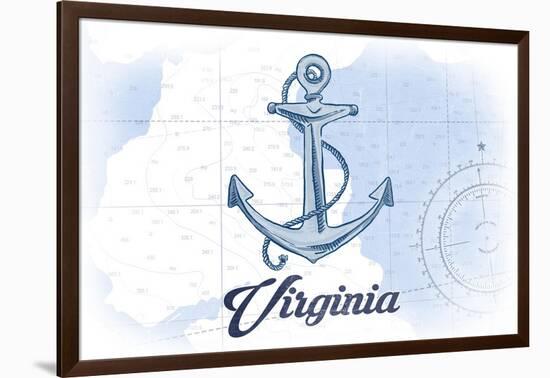 Virginia - Anchor - Blue - Coastal Icon-Lantern Press-Framed Art Print