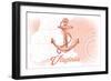 Virginia - Anchor - Coral - Coastal Icon-Lantern Press-Framed Art Print