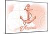 Virginia - Anchor - Coral - Coastal Icon-Lantern Press-Mounted Art Print