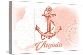 Virginia - Anchor - Coral - Coastal Icon-Lantern Press-Stretched Canvas