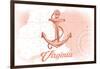 Virginia - Anchor - Coral - Coastal Icon-Lantern Press-Framed Art Print