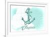 Virginia - Anchor - Teal - Coastal Icon-Lantern Press-Framed Premium Giclee Print