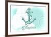 Virginia - Anchor - Teal - Coastal Icon-Lantern Press-Framed Premium Giclee Print