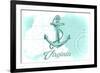 Virginia - Anchor - Teal - Coastal Icon-Lantern Press-Framed Premium Giclee Print