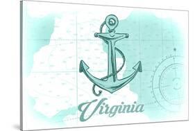 Virginia - Anchor - Teal - Coastal Icon-Lantern Press-Stretched Canvas