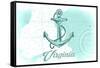 Virginia - Anchor - Teal - Coastal Icon-Lantern Press-Framed Stretched Canvas