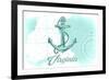 Virginia - Anchor - Teal - Coastal Icon-Lantern Press-Framed Art Print