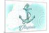 Virginia - Anchor - Teal - Coastal Icon-Lantern Press-Mounted Art Print