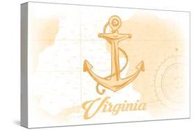 Virginia - Anchor - Yellow - Coastal Icon-Lantern Press-Stretched Canvas