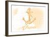 Virginia - Anchor - Yellow - Coastal Icon-Lantern Press-Framed Art Print