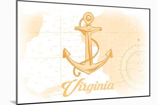 Virginia - Anchor - Yellow - Coastal Icon-Lantern Press-Mounted Art Print