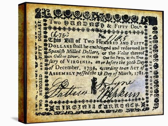 Virginia Banknote, 1781-null-Stretched Canvas