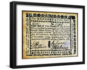 Virginia Banknote, 1781-null-Framed Giclee Print