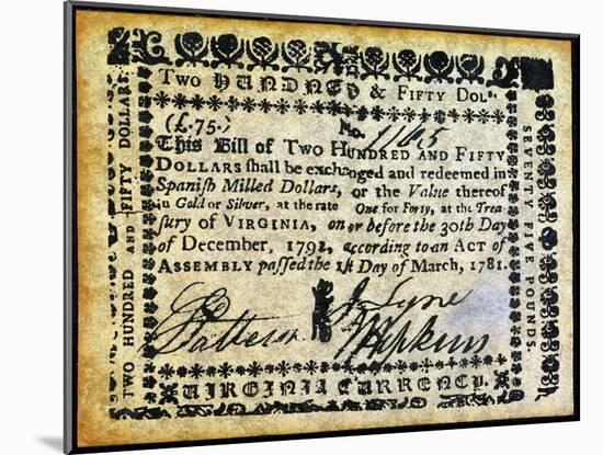 Virginia Banknote, 1781-null-Mounted Giclee Print