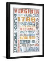 Virginia - Barnwood Typography-Lantern Press-Framed Art Print