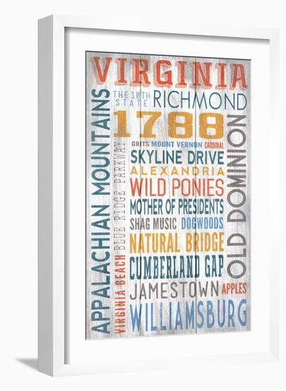 Virginia - Barnwood Typography-Lantern Press-Framed Art Print