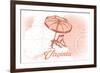 Virginia - Beach Chair and Umbrella - Coral - Coastal Icon-Lantern Press-Framed Art Print