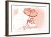 Virginia - Beach Chair and Umbrella - Coral - Coastal Icon-Lantern Press-Framed Art Print