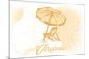 Virginia - Beach Chair and Umbrella - Yellow - Coastal Icon-Lantern Press-Mounted Premium Giclee Print