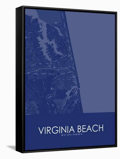 Virginia Beach, United States of America Blue Map-null-Framed Stretched Canvas