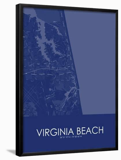 Virginia Beach, United States of America Blue Map-null-Framed Poster