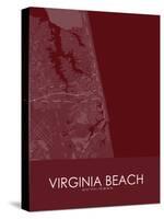 Virginia Beach, United States of America Red Map-null-Stretched Canvas