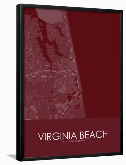 Virginia Beach, United States of America Red Map-null-Framed Poster