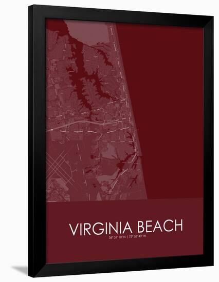 Virginia Beach, United States of America Red Map-null-Framed Poster