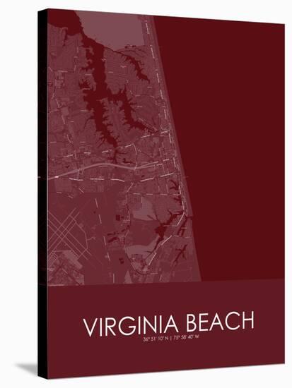 Virginia Beach, United States of America Red Map-null-Stretched Canvas