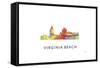 Virginia Beach Vi?ginia Skyline-Marlene Watson-Framed Stretched Canvas