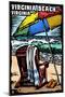 Virginia Beach, Virginia - Beach Chair - Scratchboard-Lantern Press-Mounted Art Print