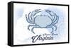 Virginia Beach, Virginia - Crab - Blue - Coastal Icon-Lantern Press-Framed Stretched Canvas