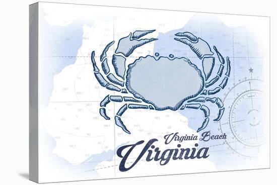 Virginia Beach, Virginia - Crab - Blue - Coastal Icon-Lantern Press-Stretched Canvas