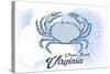 Virginia Beach, Virginia - Crab - Blue - Coastal Icon-Lantern Press-Stretched Canvas