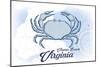 Virginia Beach, Virginia - Crab - Blue - Coastal Icon-Lantern Press-Mounted Art Print