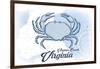 Virginia Beach, Virginia - Crab - Blue - Coastal Icon-Lantern Press-Framed Premium Giclee Print