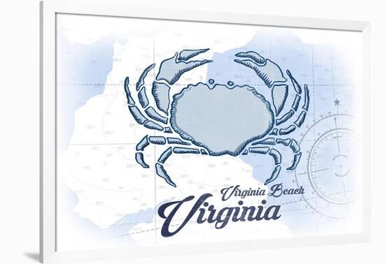 Virginia Beach, Virginia - Crab - Blue - Coastal Icon-Lantern Press-Framed Art Print