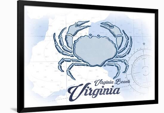 Virginia Beach, Virginia - Crab - Blue - Coastal Icon-Lantern Press-Framed Art Print